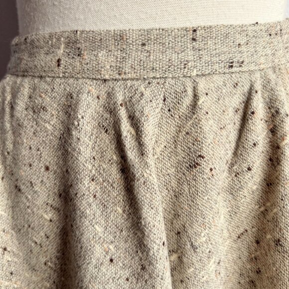 Beige Wool Tweed Full Flare Skirt M - Picture 3 of 6